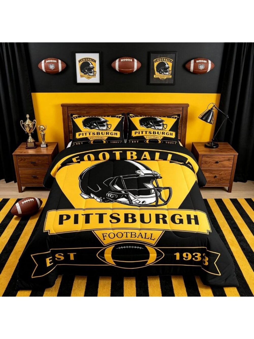 Football Comforter Set - Full Size American Football Bedding, Perfect Gift for